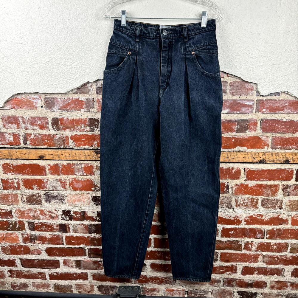 Vintage Palmettos Jeans Size 28 Black High Rise Loose Fit Tapered Leg Bareback